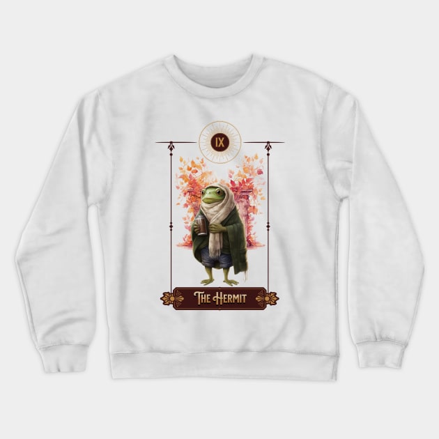 "The Hermit" Frog Tarot Card Crewneck Sweatshirt by TheCloakedOak